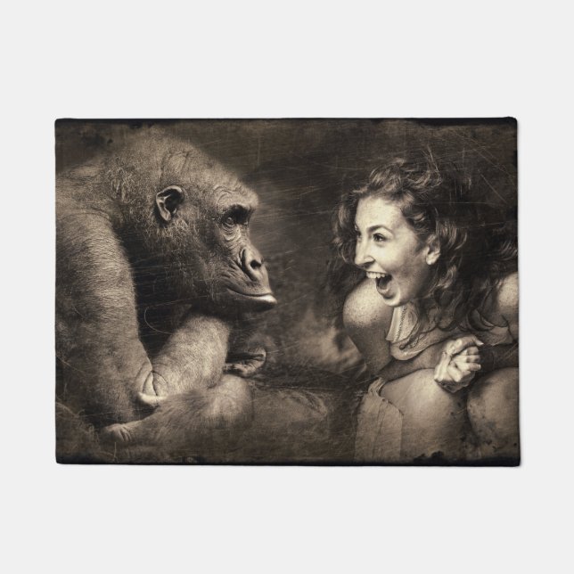 Tapete Riso do gorila do fazer da mulher (Frente)