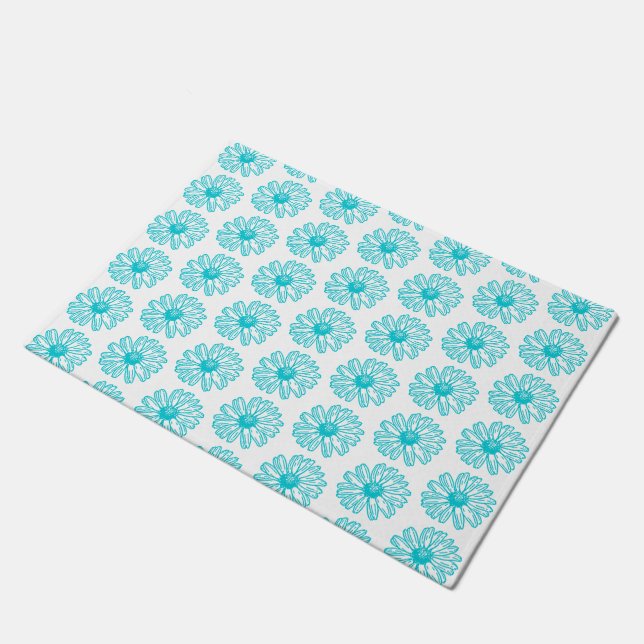 Tapete Robin Egg Blue Daisy Impressão, Hippie Flowers (Inclinado)