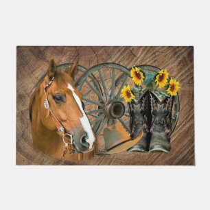 Tapete Roda de carroça do cavalo Boots Wagon Wheel Weste