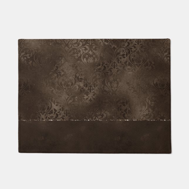 Tapete Romance em Bronze à meia-noite | Satinge Damask (Frente)
