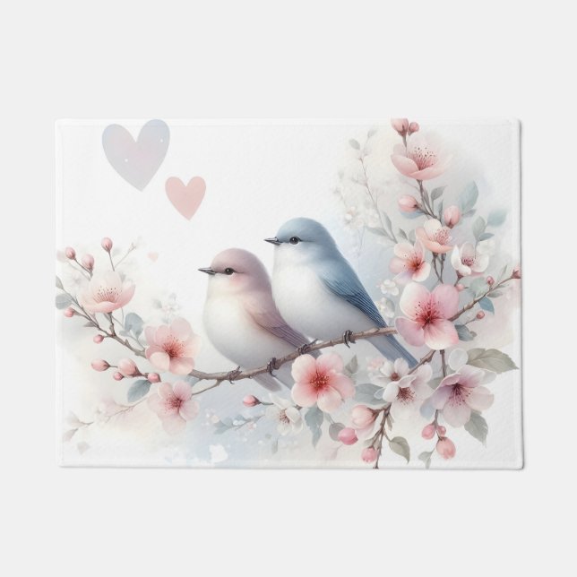 Tapete Romantic Love Birds Cherry Blossom Branch (Frente)