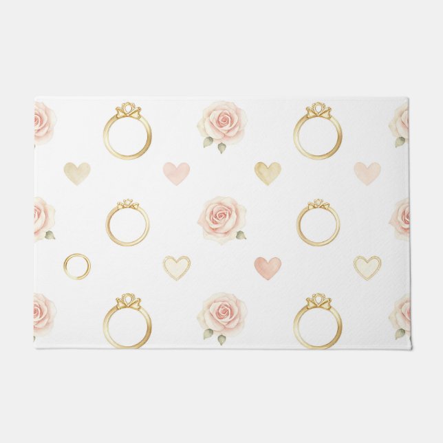 Tapete Romantic Rings and Roses Seamless Pattern (Frente)