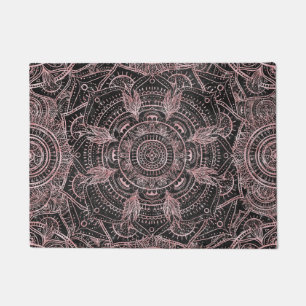 Tapete Rosa Boho Cinza Dourada Mandala Design