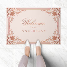 Rosa Dourado Vintage Elegante Nome de Boas-Vindas