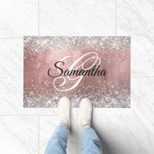 Tapete Rosa Gold Foil Silver Glitter Rico Monograma