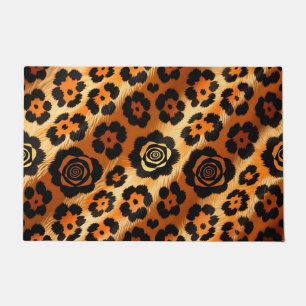 Tapete Rosa Leopardo Dourada Estampa Animal