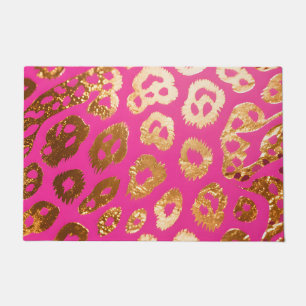 Tapete Rosa Vibrante Glam Estampa de Leopardo Dourado