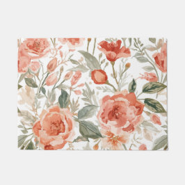 Tapete Rosas Laranja Aquarela Botânica Coral Floral