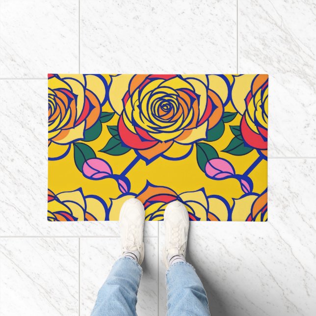 Tapete Rosas Multicoloridas em um Estilo Pop Art (Interior)