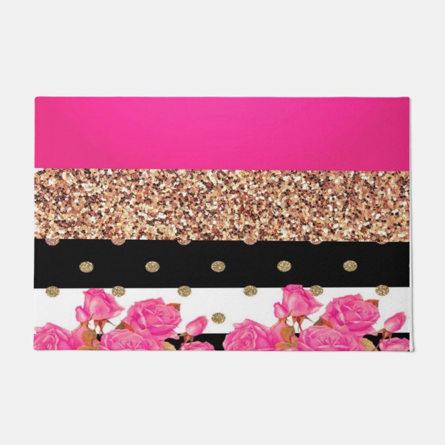 Tapete Rosas Rosa Elegantes Glitter Bolinhas (Frente)