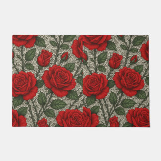 tapete Rosas Vermelhas sobre Renda Branca artes