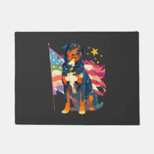 Tapete Rottweiler Patriótico com Arte da Bandeira dos EUA