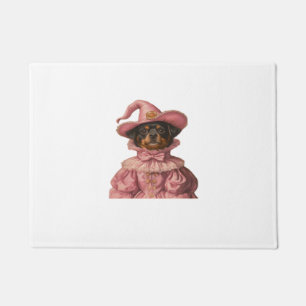 Tapete Rottweiler Puppy Vestido como uma Bruxa Rosa - Ha 