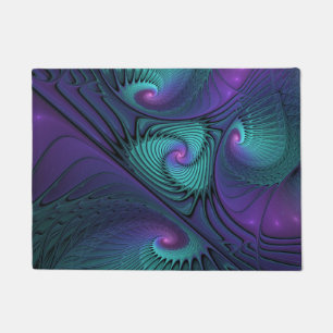 Tapete Roxo Conhece Arte Fractal Turquesa Abstrato