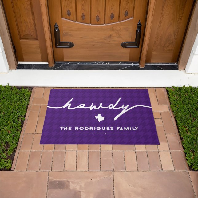 Tapete Roxo Howdy Houndstooth (Ar livre)