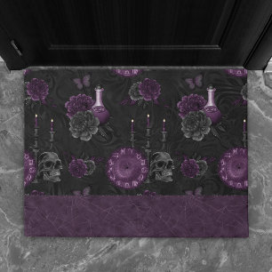 Tapete Roxo Zodiac Magic Rosas de crânio gótico em mass