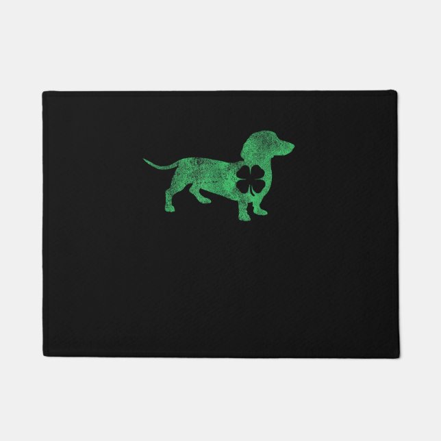 Tapete Rua de Shamrock Dachshund Dog. O Santo de Patrick (Frente)