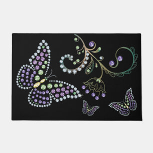 Tapete Rug da Borboleta da Rhinestone Flor