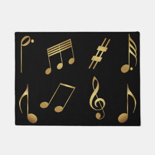 Tapete Rug de Nota de Música Dourada