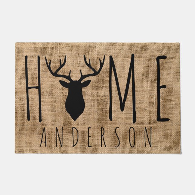 Tapete Rusch Country Faux Burlap Buck Head Family Name (Frente)
