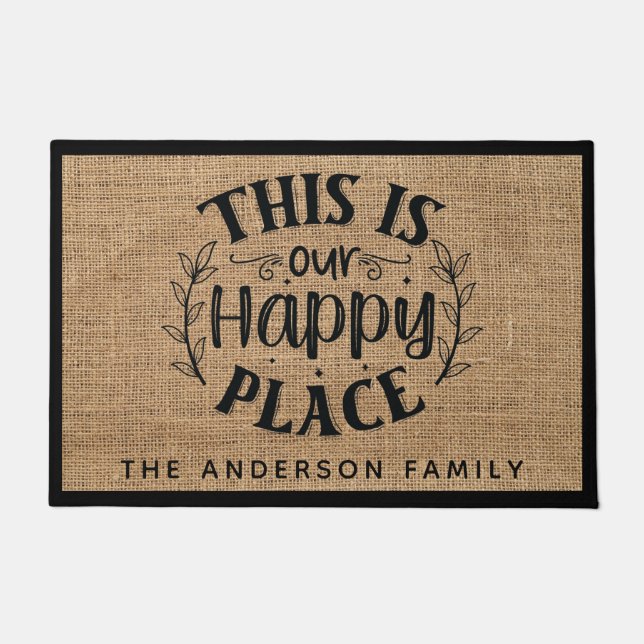 Tapete Russo Country Burlap Este é Nosso Lugar Feliz (Frente)