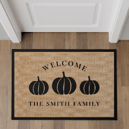 Tapete Rustic Black Pumpkins Family Name Welcome