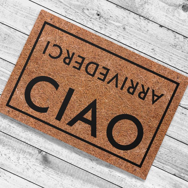 Tapete Rustic Coir Black Ciao Arrivederci italiano Bem-vi (Italian Hello Goodbye entrance door mats)