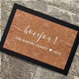 Tapete Rustic Coir Family Name Bonjour French Welcome