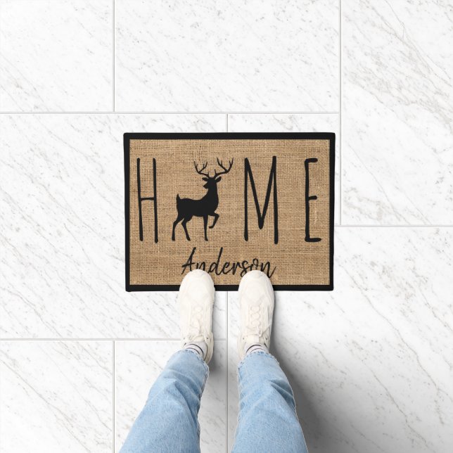 Tapete Rustic Country Faux Burlap Buck Family Name (Interior)