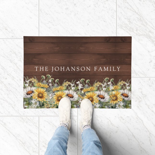 Tapete Rustic Daisies Wood Family Name (Interior)