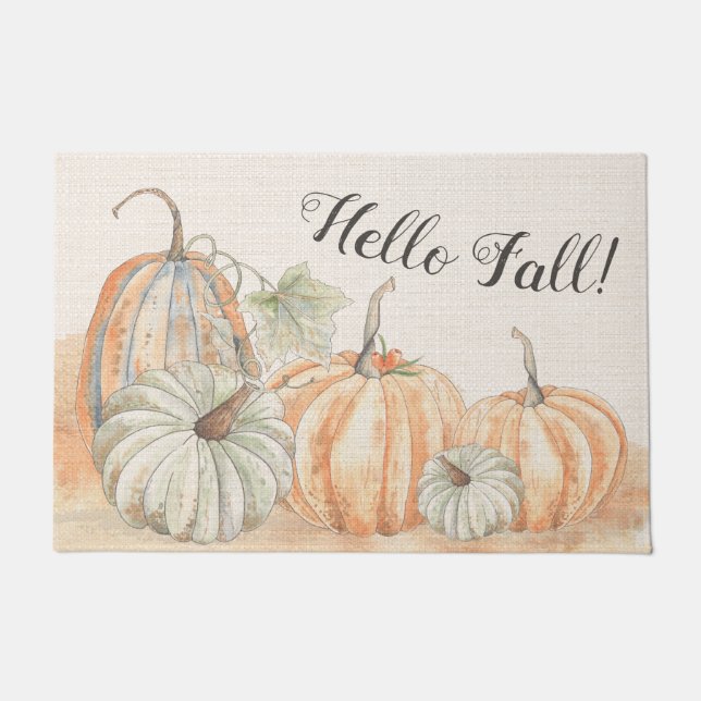 Tapete Rustic Hello Fall Watercolor Pumpkin (Frente)