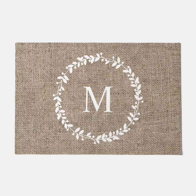 Tapete Rustic Laurel Wreath Farmhouse Style Monogramas (Frente)
