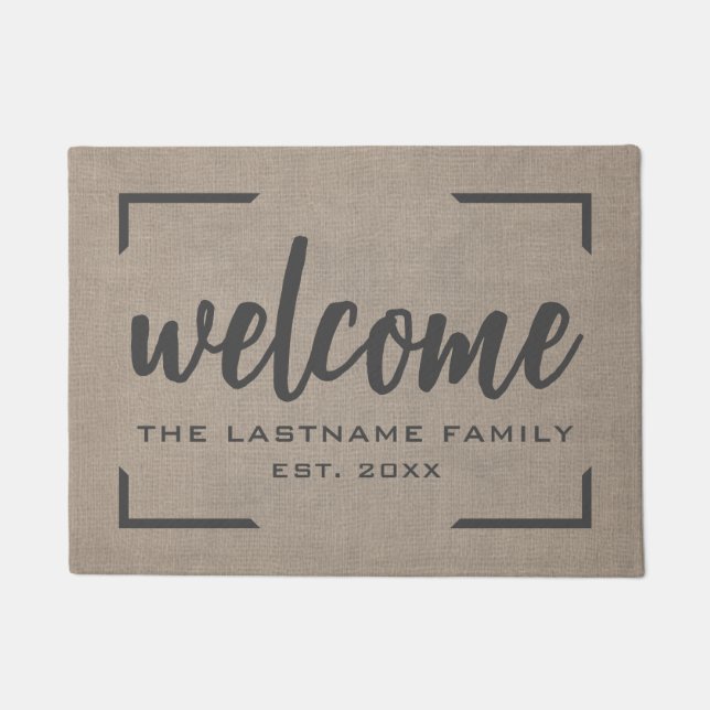 Tapete Rustic Modern Burlap - Benessings Script Welcome D (Frente)