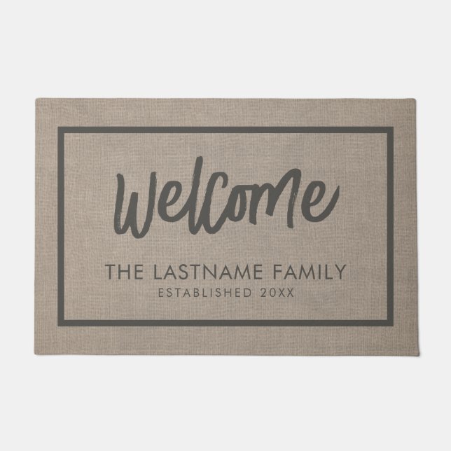 Tapete Rustic Modern Burlap - Script Welcome (Frente)