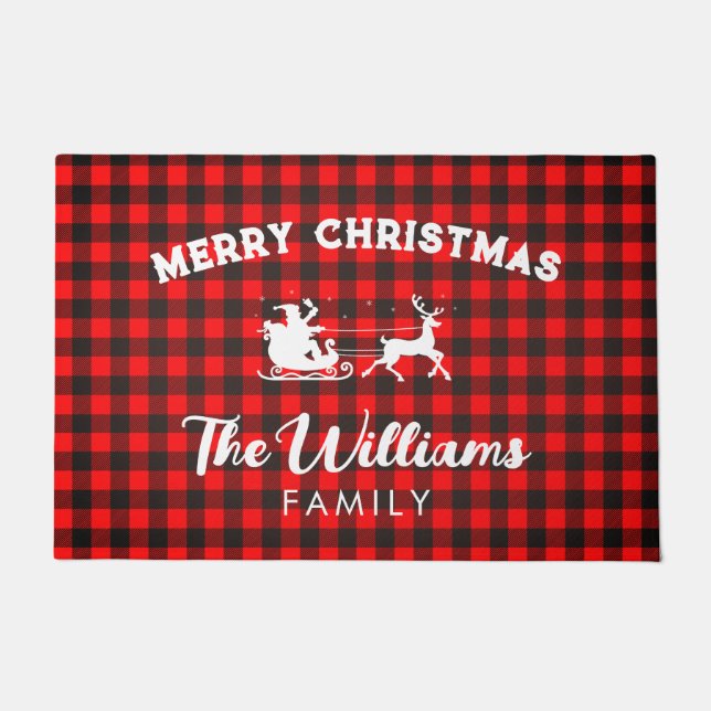 Tapete Rustic Red Buffalo Cheque Personalizado Natal Do (Frente)