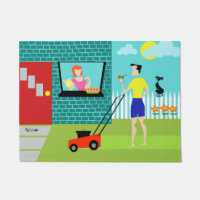 Sábado de manhã esteira de porta retro
