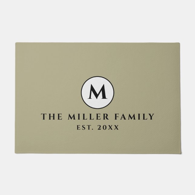 Tapete Sage Green Black & White Monogramed Family Name (Frente)