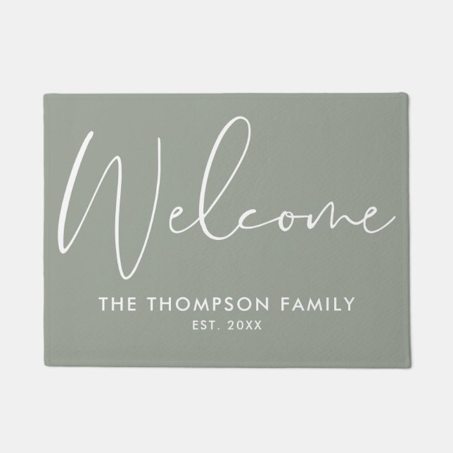 Tapete Sage Green Custom Family Name Welcome (Frente)