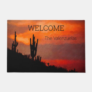 Tapete Saguaro Cactus Silhout Arizona Vermelho Sunset