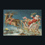 Tapete Santa Claus Christmas Antique Sleigh Reindeer<br><div class="desc">Papais noeis de Natal no seu trenó - Esta imagem é de um antigo cartão de Natal antigo dos anos 1800. Mostra papais noeis no trenó na véspera de Natal,  com suas renas e brinquedos!</div>