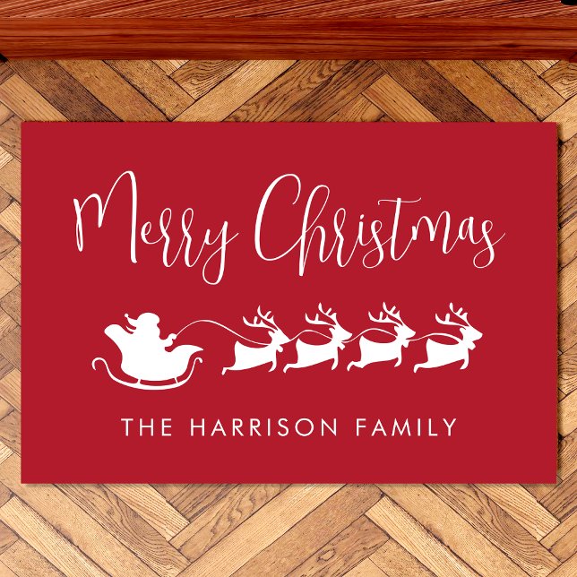 Tapete Santas Sleigh Felry Felry Christmas Red (Criador carregado)