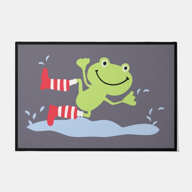 Tapete Sapo Fonch Porch Mat, Sapo Dançante Bem-vindo (Frente)