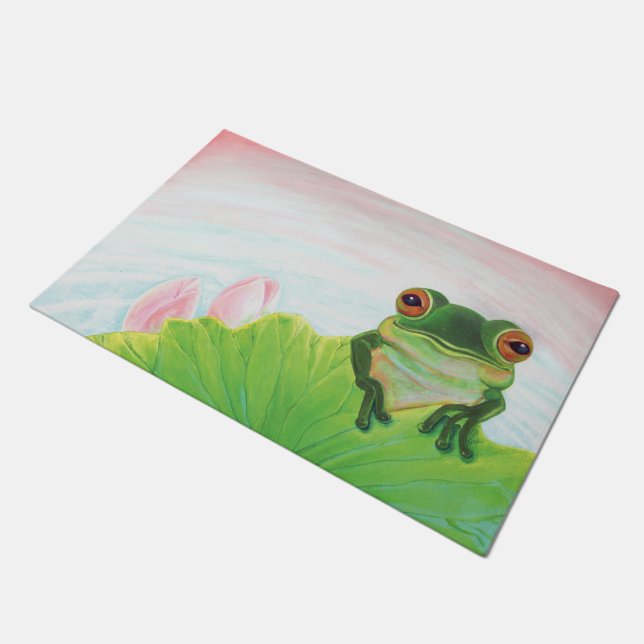 Tapete Sapo Verde Relaxando na lagoa (Inclinado)