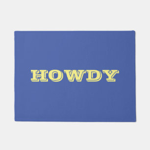 Tapete Saudação ou nome "Howdy", azul e amarelo