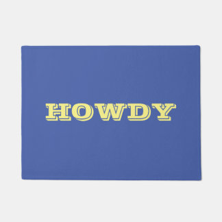 Tapete Saudação ou nome "Howdy", azul e amarelo