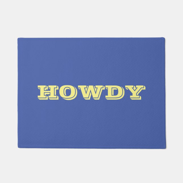 Tapete Saudação ou nome "Howdy", azul e amarelo (Frente)