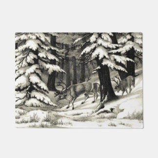 Tapete Scenic Winter Woods Snowy Evergreens Willife