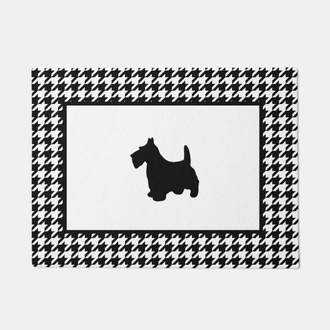 Tapete Scottie preto em Houndstooth (Frente)