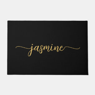 Tapete Script com Nome Monograma Dourado Preto Simples Fe