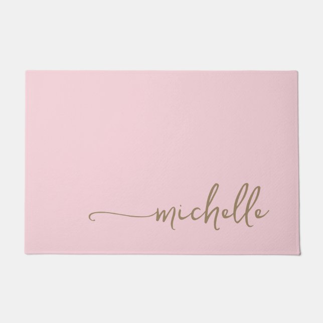 Tapete Script de Caligrafia a Ouro Moderno Rosa Bege  (Frente)